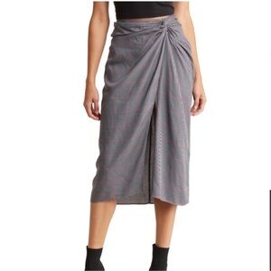 Rag & Bone Amber Midi Skirt Plaid Grey Multi Color NWT